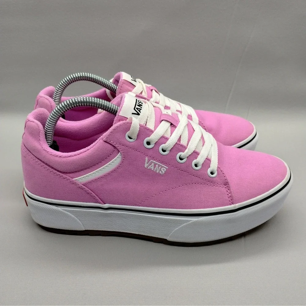 Vans Seldan Platform Pink Canvas Sneakers Womens 9.5 Low Top Lace Up Shoes‎